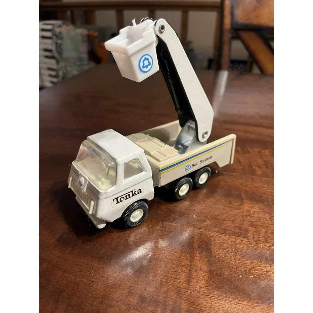 Vtg 1979 Mini Tonka Bell System Truck Set: Bucket Truck, Utility Van, Trailer